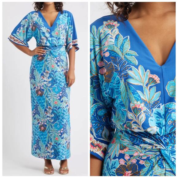 Lilly Pulitzer Dresses & Skirts - NWT Lilly Pulitzer Adalyn Maxi Dress Size 8 Starlight Navy Best Fronds Forever